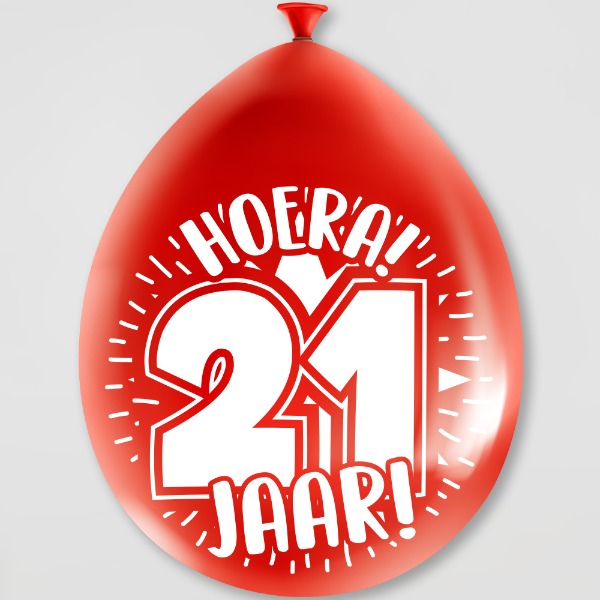 Party ballonnen 21 jaar (8 stuks)
